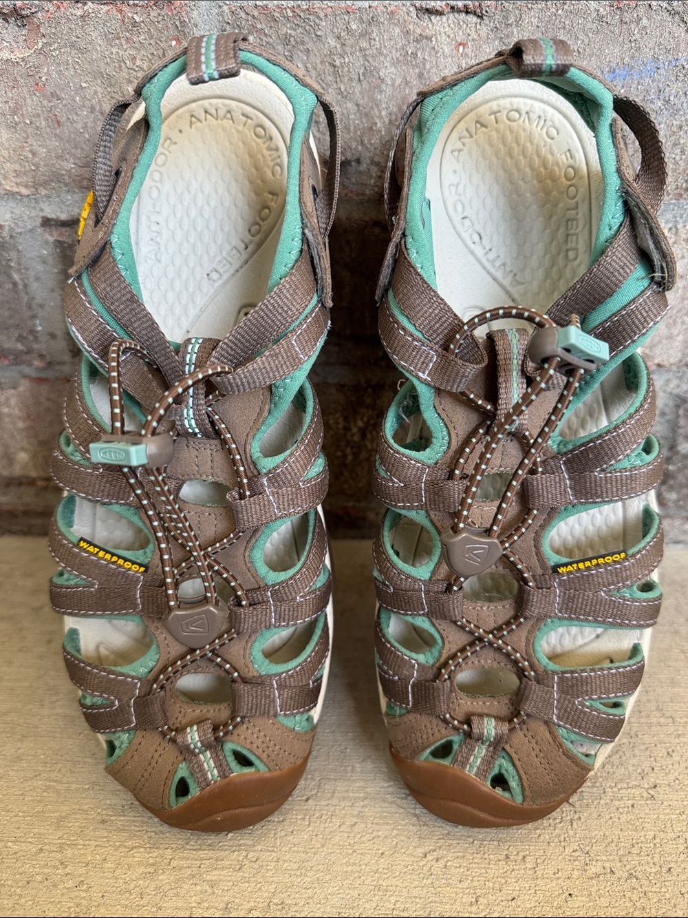 Keen Brown and Mint Green Women's Waterproof Outdoor Sandals